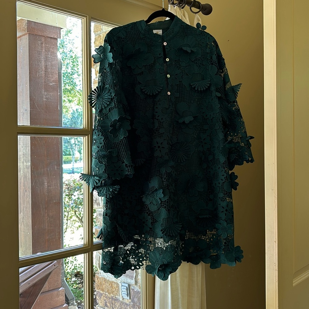 GORGEOUS dark green floral j Marie dress